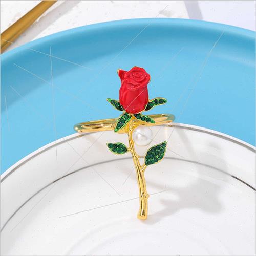 Roses Napkin Rings Valentine Day Napkin Rings Hotel Decorati - 图1