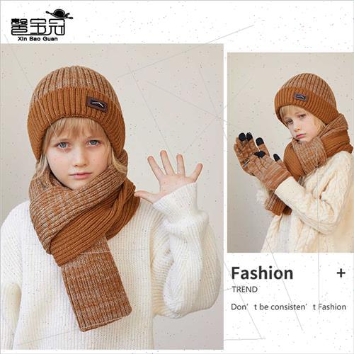 8397 Children hat scarf gloves threePCS winter boys outdoor - 图1