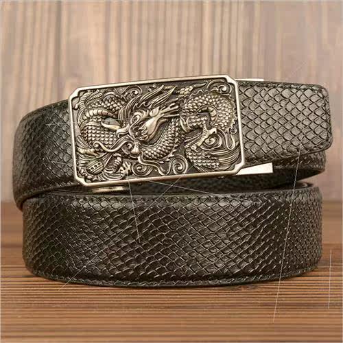 Men belt cowhide Flying Dragon automatic buckle belt persona - 图0