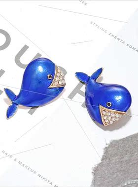 temperament fashion alloy oil drop whale earrings personaliz