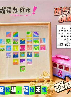 Love oil painting stick photo frame handmade DIY heart shape