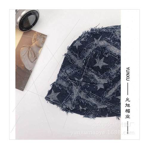 Raw edge stars cowboy fisherman hat female blue niche design - 图3