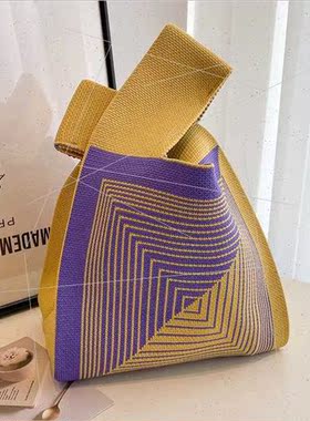 ins handbag female knted woolen bucket bag Japan Korea  hund