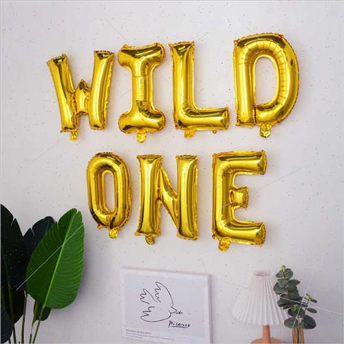 16 inch WILDONE letter balloon set est animal theme party de-图0