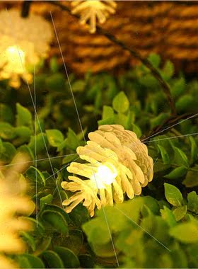 led pinecone light string solar eight function flashing pine