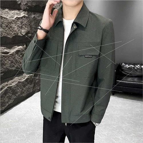 Workwear jacket male lapel 2023 spring fall new casual youth - 图0