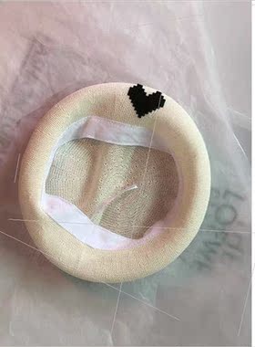 ins green heart beret female set beat painter hat spring sum