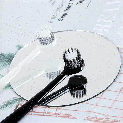 Thai Spiral Hair Couple Toothbrush 2pcs Black & Whe Round He - 图1