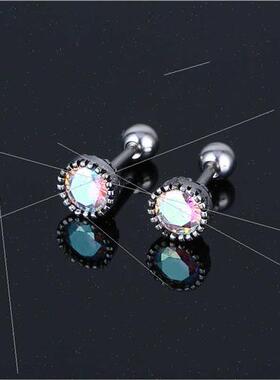 Chao men stainless steel punk earrings fashion small dumbbel