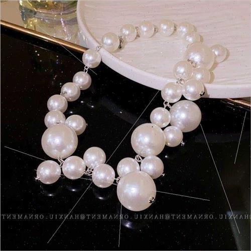 2023 Vintage pearl pearl necklace French collarbone chain br - 图2