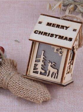 Christmas decorations glowing log cabin snow house hotel bar