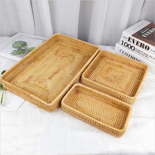 Vietnam rattan tray desktop storage basket woven storage bas - 图0