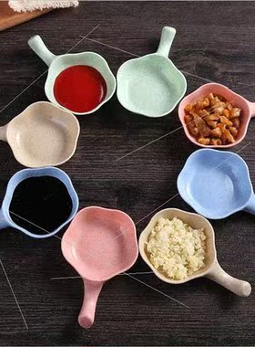 Wheat straw seasoning plate wh handle kchen multi-purpose sa