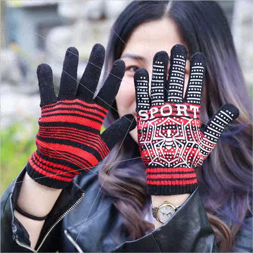 Gloves men autumn winter  dot glue spider knted gloves can b - 图1