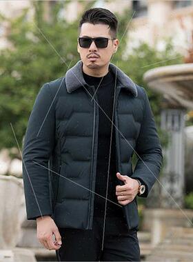 2021 winter new men down jacket whe duck down fur collar mid