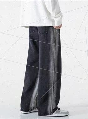Autumn winter new men padded jeans elastic waist rubber pant