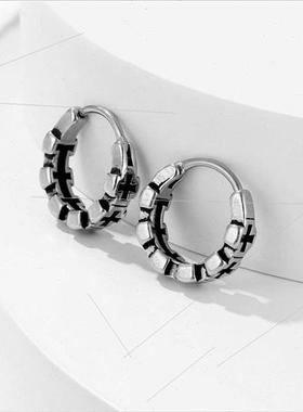 Fall new ear buckle hollow earrings simple tide men tanium s