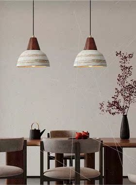 Retro wabi-sabi ceramic solid wood chandelier new Chinese di