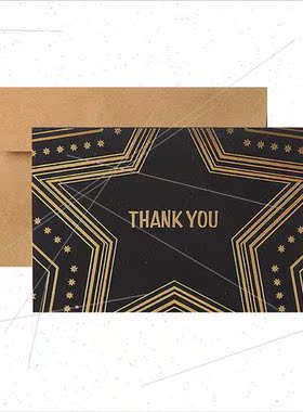 Black ne Geometric Stamping Folded Greeting Cardsthank you C