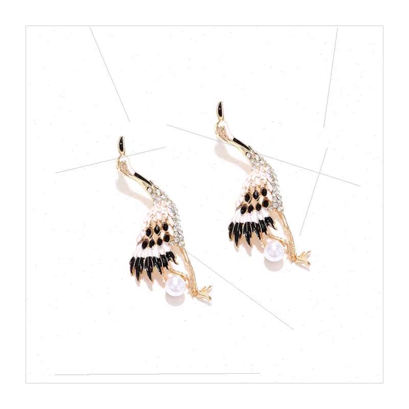 New ethnic fashion retro crane earrings country tide tempera-图3