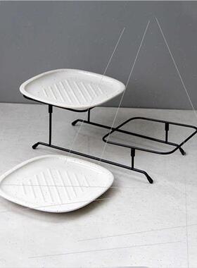 Ceramic Double Layer Removable Whe Cake Plate Assembly Foldi