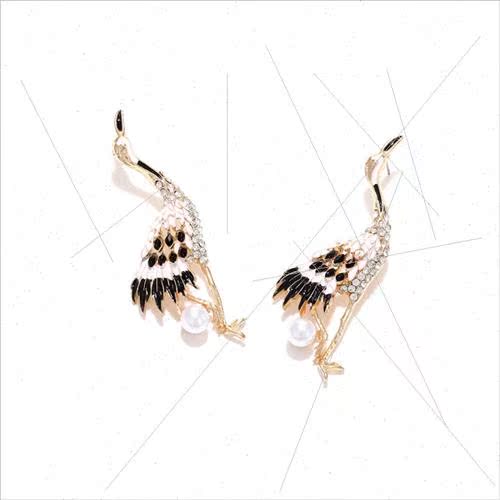 New ethnic fashion retro crane earrings country tide tempera-图2