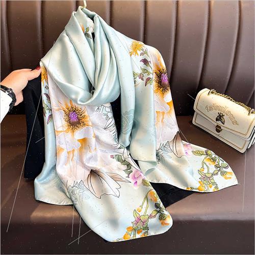 Retro Korean  fashion printing silk scarf neck protector out - 图1