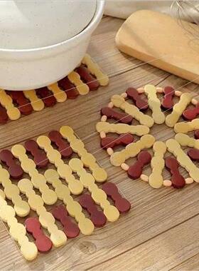 Thickened heat  -slip bamboo wooden mat bamboo placemats ins