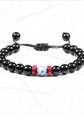 Wooden beads spacer beaded bracelet Glossy tiger eye snowfla