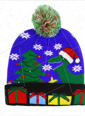 LED light-emting knted Christmas hat Winter light-emting war