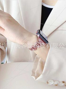 适用Apple watch double love diamond encrusted metal strap ap