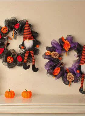 Halloween long legs doll wreath door hanging faceless old ma