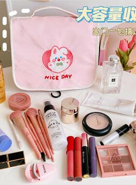 Cosmetic bag sweet embroidery new handheld foldable portable