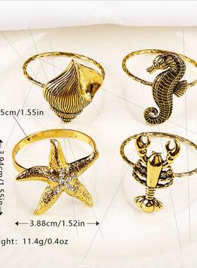 Western restaurant marine metal napkin buckle starfish seaho