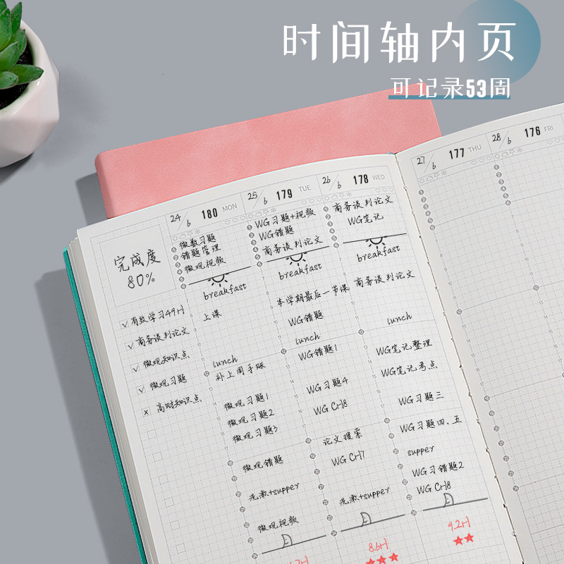 计划本2024年计划表时间轴日程本手账记录本考研学习日历本学生周计划本打卡记事本每日计划时间管理效率手册 - 图1