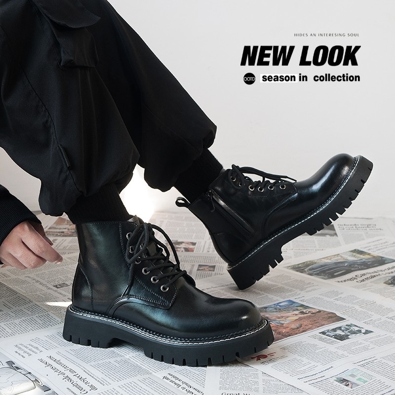马丁靴男款潮低帮英伦风复古2025新款高帮皮鞋厚底增高中帮皮靴子,淘宝优惠券,粉丝福利购,淘宝优惠卷