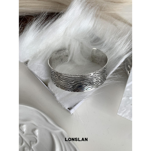 LONSLAN ACC 2024搭配 复古不规则小众纹路卡扣手镯 男女 - 图2