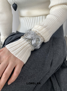 LONSLANACC不规则宽版银色手镯