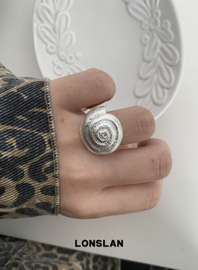 LONSLAN ACC 2025ss韩系设计感海螺造型开口百搭银色戒指