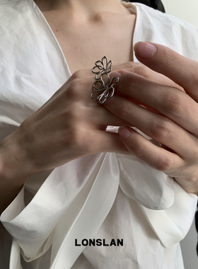 LONSLAN ACC 2025ss春夏立体感镂空开口花朵戒指