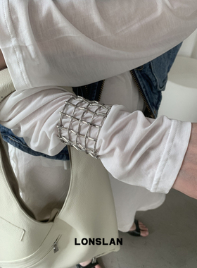 LONSLAN ACC 2025ss重工宽版镂空可调节手镯帅气百搭指环