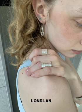 LONSLAN ACC 春夏简约宽版叠戴百搭戒指夸张碎银子指环