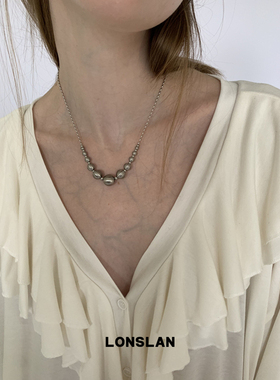 LONSLAN ACC 秋冬简约金属串珠做旧复古重工锁骨链百搭项链