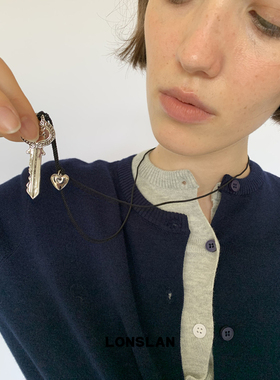 LONSLAN ACC 秋冬复古长款钥匙吊坠黑绳项链百搭长款毛衣链