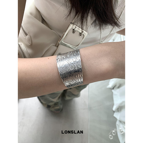 LONSLAN ACC 2024搭配 复古不规则小众纹路卡扣手镯 男女 - 图0