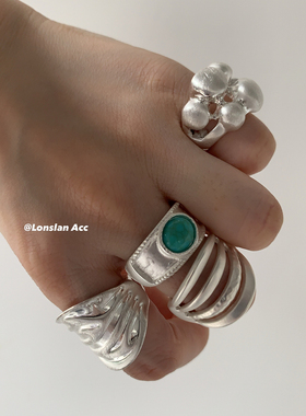 LONSLANACC凹凸纹理宽边戒指