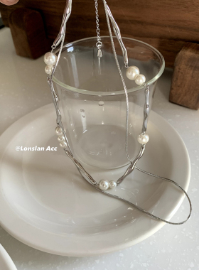 LonslanAcc珍珠拼成金属项链