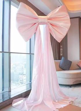 服装店橱窗装饰场景布置秋冬圣诞节超大蝴蝶结巨型成品红丝绒门头