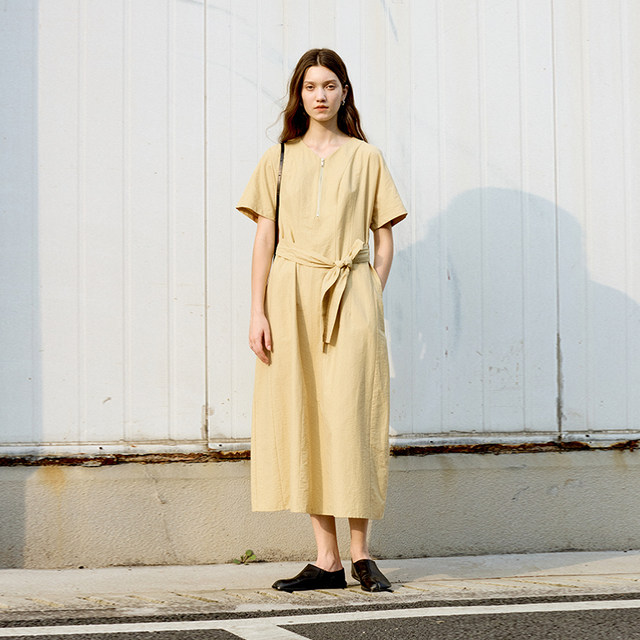 Imported Pima cotton semi-circle 2024 summer a-line skirt basic loose simple dress women's high-end sense