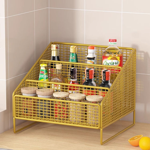 Seasoning storage rack Kitchen supplies storage rack Household cup rack Countertop Multifunctional seasoning storage rack